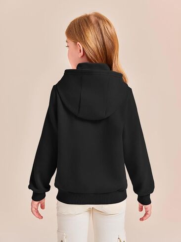 Haloumoning Girls Half Zipper Pullover Hoodies Kids Cute Loose Long Sleeve Sweatshirt Tops with Pocket 7-14 Years in Saudi Arabia