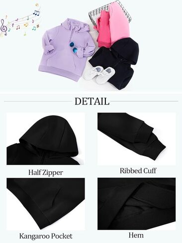 Haloumoning Girls Half Zipper Pullover Hoodies Kids Cute Loose Long Sleeve Sweatshirt Tops with Pocket 7-14 Years in Saudi Arabia