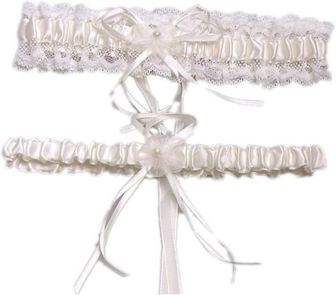 Women Wedding Garter Stretch Leg Garter Set Bridal Accessories with White Lace Floral Garters in Saudi Arabia