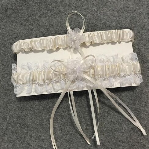 Women Wedding Garter Stretch Leg Garter Set Bridal Accessories with White Lace Floral Garters in Saudi Arabia