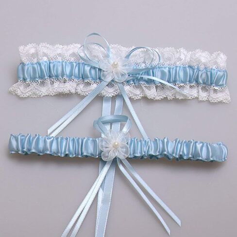 Women Wedding Garter Stretch Leg Garter Set Bridal Accessories with White Lace Floral Garters in Saudi Arabia