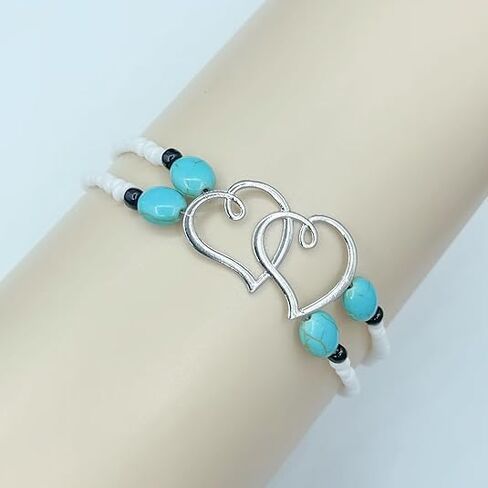Ankle Bracelets for Women Waterproof Anklet Elastic Heart Anklet Stretchy Ankle Bracelets Colorful Beaded Anklets Boho Ankle Bracelets Silver Beach Anklet Jewelry Accessories for Summer in Saudi Arabia
