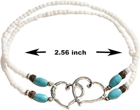 Ankle Bracelets for Women Waterproof Anklet Elastic Heart Anklet Stretchy Ankle Bracelets Colorful Beaded Anklets Boho Ankle Bracelets Silver Beach Anklet Jewelry Accessories for Summer in Saudi Arabia