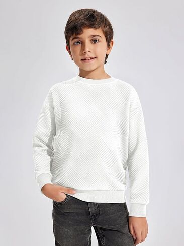 Haloumoning Boys Geometric Texture Sweatshirts Fashion Crewneck Long Sleeve Pullover Shirts 5-14 Years in Saudi Arabia