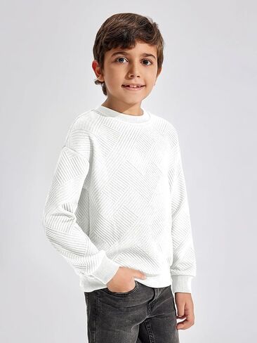 Haloumoning Boys Geometric Texture Sweatshirts Fashion Crewneck Long Sleeve Pullover Shirts 5-14 Years in Saudi Arabia