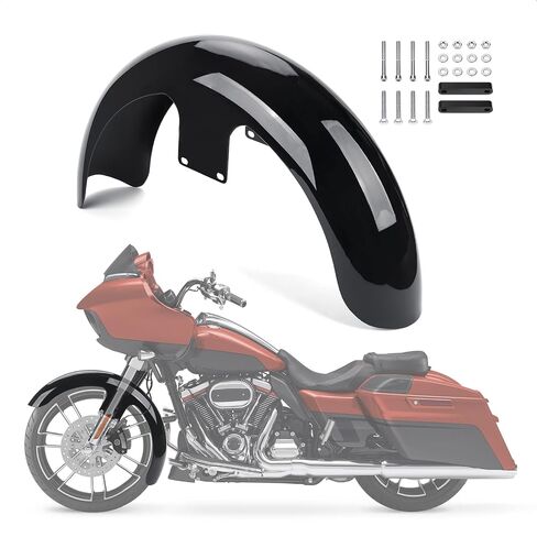 19 inch Motorcycle Front Fender Wheels Wrap Front Fender Fit for Harley Touring Road King Road Glide Electra Glide Street Glide (Gloss Black) in Saudi Arabia