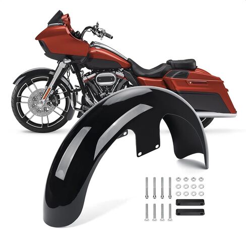 19 inch Motorcycle Front Fender Wheels Wrap Front Fender Fit for Harley Touring Road King Road Glide Electra Glide Street Glide (Gloss Black) in Saudi Arabia