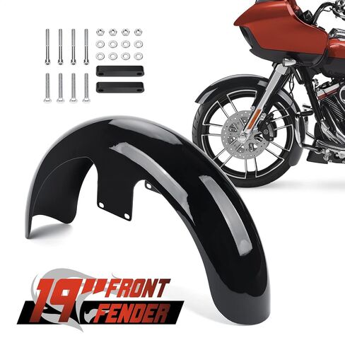 19 inch Motorcycle Front Fender Wheels Wrap Front Fender Fit for Harley Touring Road King Road Glide Electra Glide Street Glide (Gloss Black) in Saudi Arabia