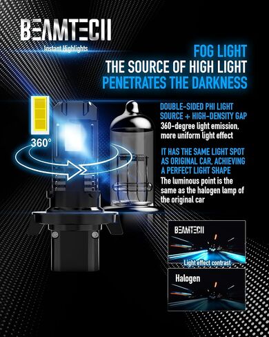 BEAMTECH H13 لمبة الضباب الخفيفة، 9008 لمبة الضباب الأمامية ضوء الضباب لمبة Powersports الملحقات أضواء in Saudi Arabia