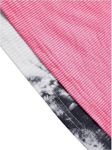 Milumia Girl's 2 Piece Tie Dye Ribbed Knit Round Neck Tank Top Sleeveless Summer Crop Tops in Saudi Arabia