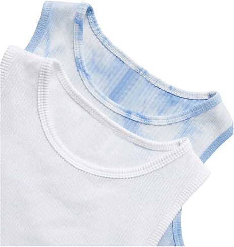 Milumia Girl's 2 Piece Tie Dye Ribbed Knit Round Neck Tank Top Sleeveless Summer Crop Tops in Saudi Arabia