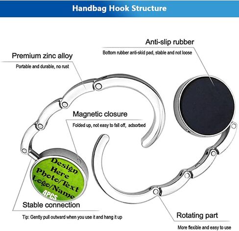 Customized Portable Handbag Hangers, Custom Purse Hanger, Upload Your Own Design, Photo Text Logo, Gift for Adult Men Women, Marble, 1.77"x1.77" in Saudi Arabia