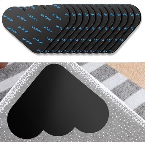 12 PCS Rug Pad Clips, Cloud Shaped Carpet Pad Tape Stickers, Double Sided Sticker Area Rug Pads, Non-Slip Washable Tape Clips for Corners, Suitable for Indoor Hardwood Floors and Ceramic Tiles, Balck in Saudi Arabia