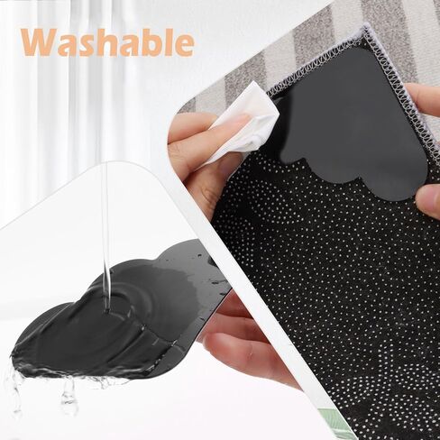 12 PCS Rug Pad Clips, Cloud Shaped Carpet Pad Tape Stickers, Double Sided Sticker Area Rug Pads, Non-Slip Washable Tape Clips for Corners, Suitable for Indoor Hardwood Floors and Ceramic Tiles, Balck in Saudi Arabia