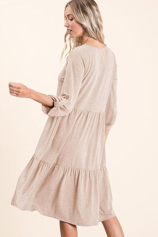 Dokotoo Dresses for Women 2024 Long Sleeve V Neck Knitted Button Down Elastic Waist Ruffle Tiered Mini Dress with Pockets in Saudi Arabia