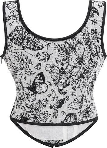 Vintage Floral Embroidered Camisole, Corset Vest Top for Women, Black in Saudi Arabia