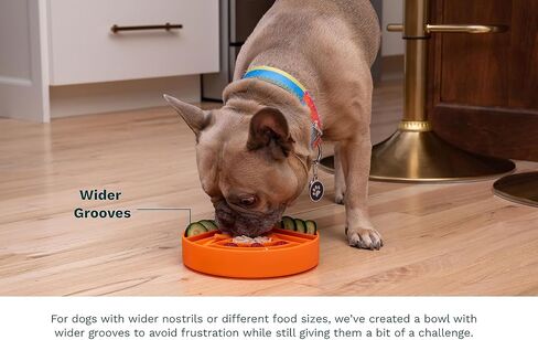 Silicone Slow Feeder Dog Bowls | Dog Slow Feeder for Large & Small Breeds | No-Gulp & Non-Slip Puzzle Feeder with Wide Grooves | Beige in Saudi Arabia