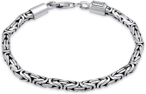 kuzzoi Men Bracelet curb cuban chain massiv shiny solid with Clasp made of 925 sterling silver, length 7.48 inch – 9.05 inch, width 0.16 inch, 0.71 oz, 0206141819 in Saudi Arabia