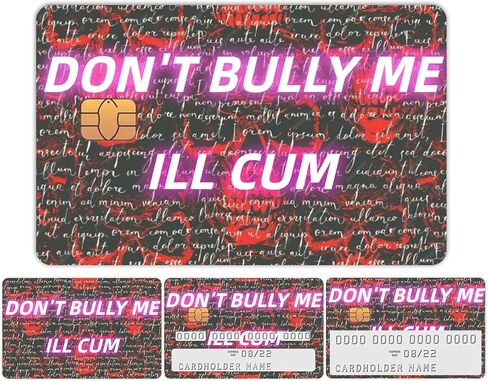'DON'T BULLY ME ILL CUM' Credit Card Skin Funny Debit Card Skin Cover for Transportation, Key, Debit, Credit Slim Meme Skull Credit Card Sticker Protecting Personalizing Bank Card (Red Black) in Saudi Arabia
