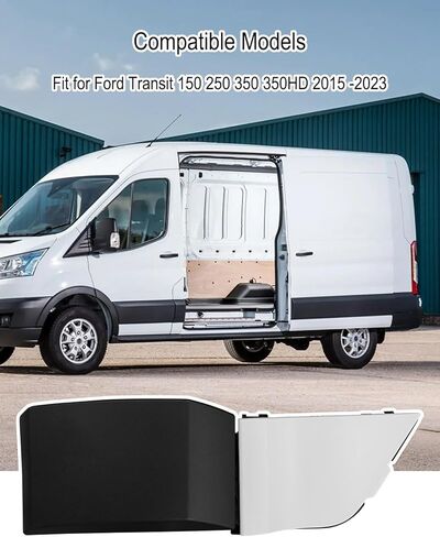 Fuel Filler Door Housing Pocket Hinge Kit with Black Pillar Trim Fit for Ford Transit 150 250 350 350HD 2015-2023 Replace CK4Z-5427936-A CK4Z-61405A26-B, White Cover in Kuwait