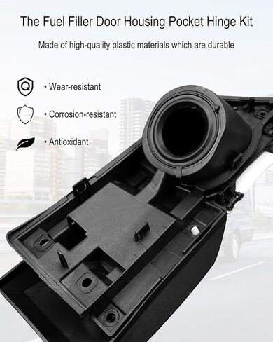 Fuel Filler Door Housing Pocket Hinge Kit with Black Pillar Trim Fit for Ford Transit 150 250 350 350HD 2015-2023 Replace CK4Z-5427936-A CK4Z-61405A26-B, White Cover in Kuwait