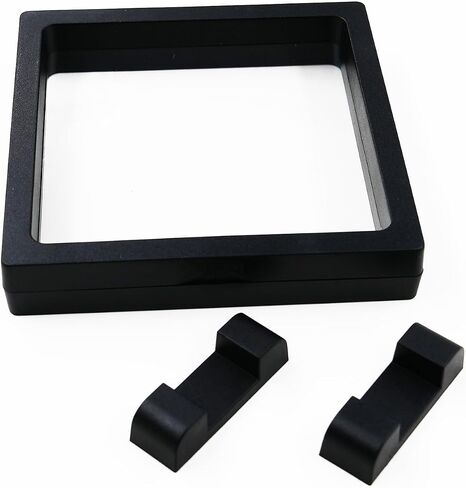 10Pcs Coin Holder Challenge Coin Display Stand, Black 3D Floating Display Case for AA Coin Medallions Jewelry Rock Gem Arrowhead Collecting and Display (2.75×2.75×0.8 inches) in Saudi Arabia