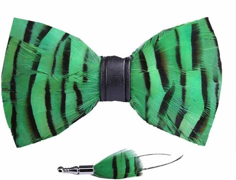 Pre-tied Peacock Bowtie Brooch Set Feather Bow Tie Necktie with GIFT BOX for Any Special Occasion in Saudi Arabia