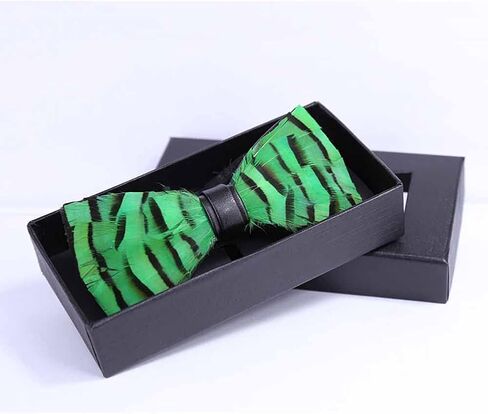 Pre-tied Peacock Bowtie Brooch Set Feather Bow Tie Necktie with GIFT BOX for Any Special Occasion in Saudi Arabia