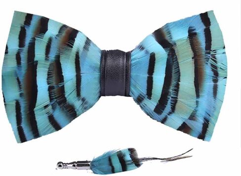 Pre-tied Peacock Bowtie Brooch Set Feather Bow Tie Necktie with GIFT BOX for Any Special Occasion in Saudi Arabia