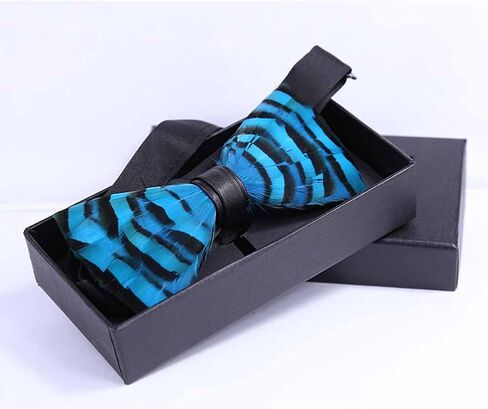 Pre-tied Peacock Bowtie Brooch Set Feather Bow Tie Necktie with GIFT BOX for Any Special Occasion in Saudi Arabia