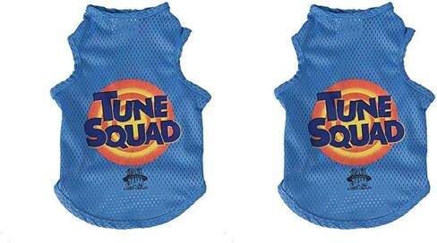 قميص بدون أكمام للكلاب من لوني تونز Space Jam 2 Tune Squad، مقاس XL للكلاب | قميص لوني تونز سبيس جام جيرسي، قميص شبكي أزرق للكلاب الكبيرة من فيلم سبيس جام in Kuwait