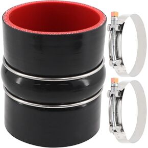 ID 102mm Straight Coupler Silicone Hose,Length 100mm,Thickness 5mm,4-Ply,2 pcs 115mm Stainless Steel T-clamps,for custom turbocharging,supercharger