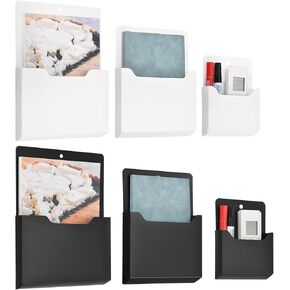uxcell 6Pcs Magnetic File Holder, Magnetic Paper Holder for Classroom Refrigerator, Magnetic Wall File Organizer File Holder Paper Letter Organizer Storage White/Black