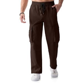 JMIERR Mens Casual Cargo Pants Stretch Elastic Waist Drawstring Loose Fit Pants for Men