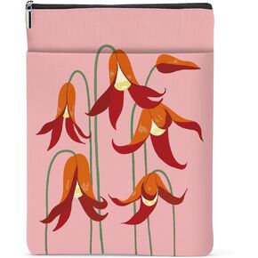 Floral Book Lovers Gifts Waterproof Flower Book Sleeve Botanical Book Pouch Book Protector with Zipper and Front Pocket Book Cover Case for Women Girlfriend Birthday Book Accessories Book Club Gifts