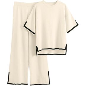 Imily Bela Womens Plus Size Lounge Sets 2 Piece Outfits Short Sleeve Pullover Tops Wide Leg Pants Summer Travel Outfits