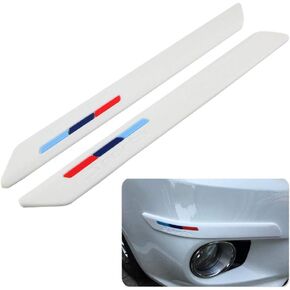 Car Front Rear Bumper Protector Corner Guard Rubber Strips Side Bumper Protection Guard Anti-Scratch Conner Pad Black Fit Suvs Pickup Truck (White)