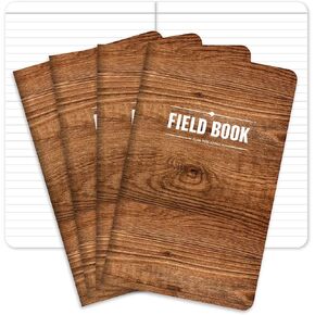 Field Notebook/Journal - 5"x8" - Wood Pattern - Lined Memo Book - Pack of 4