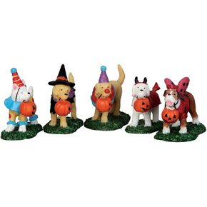 Lemax Spooky Town Trick Or Treating Dogs Set of 5 # 52301