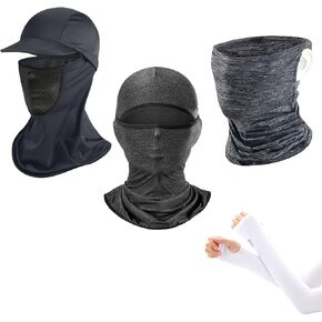 3 Pieces Summer Sun Protection Face Mask Breathable Neck Cover Plus 1 Pair UV Sun Protection Compression Arm Sleeves