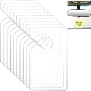 10 Pcs Clear Parking Permit Holder, Car Vertical Parking Lot Pass Rear View Mirror Hanger, Vehicle Parking Pass Hang Tag Holder, for Car Passes Stickers and Permits (11 x 5.4cm/4.33 x 2.13in)