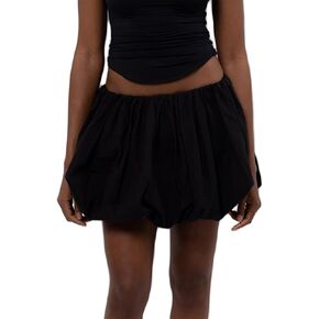 Women Bubble Skirt Y2k Ruffle Hem Mini Puffy Balloon Skirts Fairy Cute Streetwear