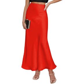 Spring Summer Skirts 2024 Satin Skirt High Waisted Maxi Cocktail Party Wedding A-Line Long Skirts