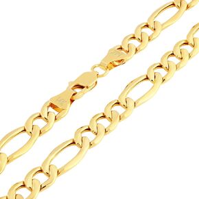 Nuragold 14k الذهب الأصفر 6.5mm فيجارو سلسلة ربط قلادة قلادة، مجوهرات رجالي إمرأة 16 "18" 20 "22" 24" 26" 28" 30"