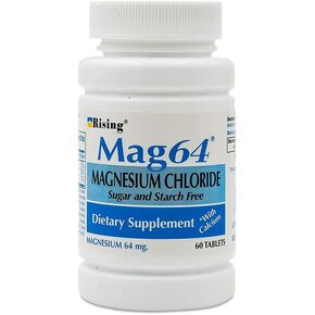 Rising Mag64 Magnesium Chloride with Calcium Tablets, 60 Count (Pack of 5)