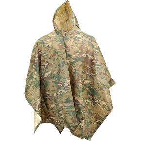 M MCGUIRE GEAR Hooded Military Rain Poncho, Outdoor Emergency Rain Jacket, Waterproof Poncho for Adults, Hiking, Camping