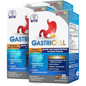 LABO Nutrition GASTRICELL - Eliminate H. Pylori, Relieve Acid Reflux & Heartburn, Regulate Gastric Acid, Natural Treatment, Target The Root Cause of Recurring Gastric Problems, Probiotic