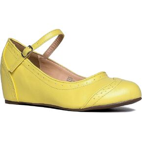J. Adams Minnie Mary Jane - Retro Round Toe Ankle Strap Wedge - Vintage Oxford