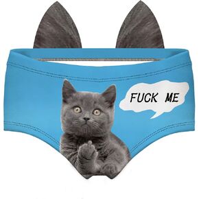 RUNYNXIN Funny low-waisted Ears Underwear-Sexy for Women Gifts(ERDNK021-M,Cat's ear13),Medium
