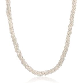 Gem Stone King 18K Yellow Gold Plated 6 Row Twisted Dangling Imitation Pearl Necklace for Women (18 Inch + 2 Inch Extender)